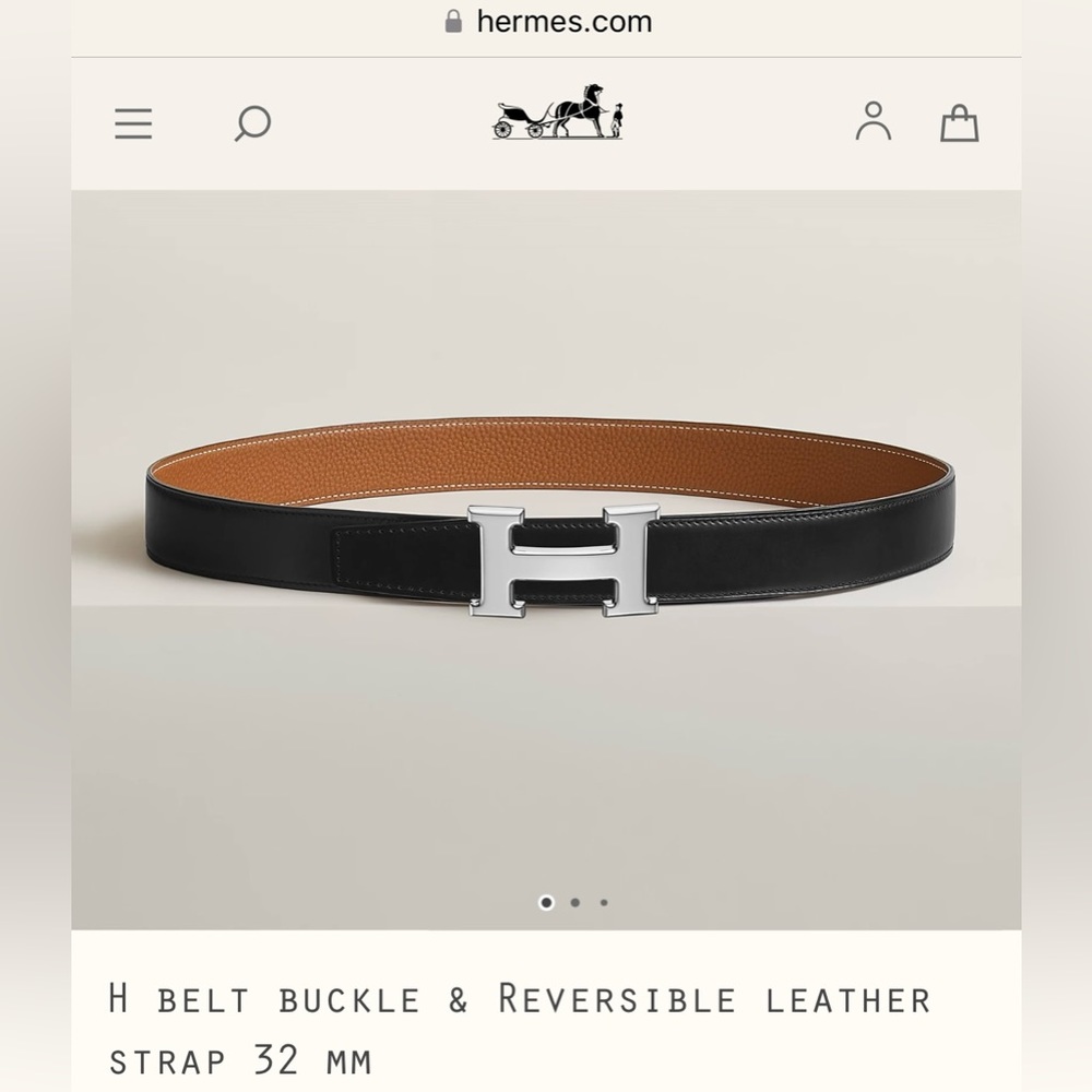 Hermes NEW H belt buckle & Reversible leather 32mm. Size 80